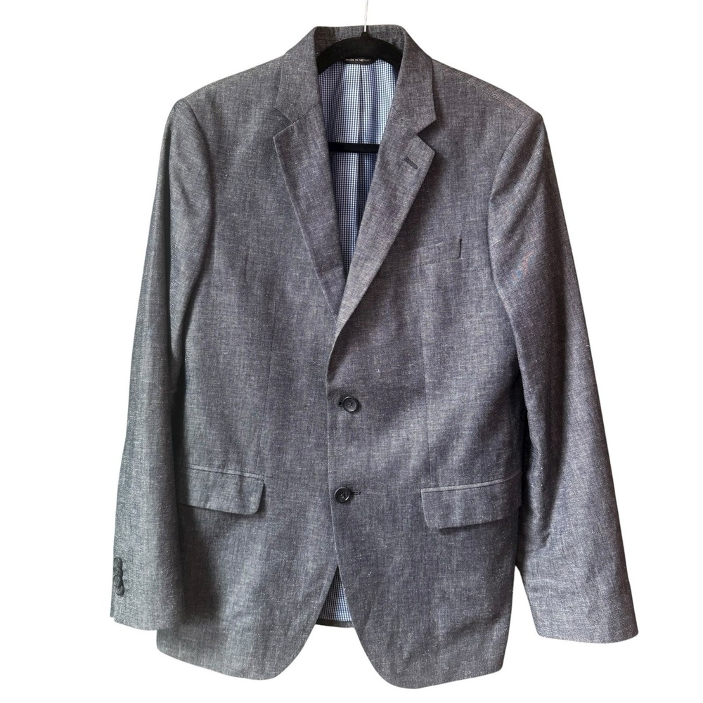 Banana Republic Men's Blue Gray Cotton Linen Blazer Suit Sport Jacket Size 40R